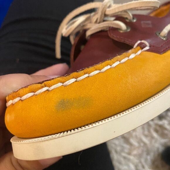 Sperry Top Sider Womens Custom 61421 Brown Yellow Leather Boat Shoes Size 6.5 M - Picture 4 of 7